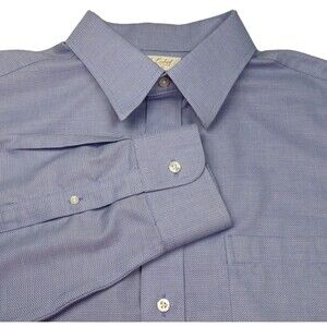 Roundtree & Yorke Gold Label Shirt Mens 17.5x35 Blue Textured Fitted Non-Iron